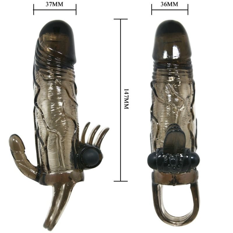 Baile - Brave Man Penishülle mit Klitoris und Analstimulation Doppelte Kugel Schwarz 16.5 cm