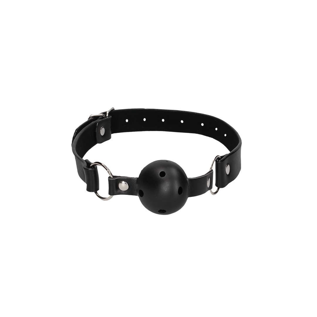 Ballknebel Ouch atmungsaktiv aus Verbundleder Schwarz 65 x Ø 4,5 cm – Ansicht 4
