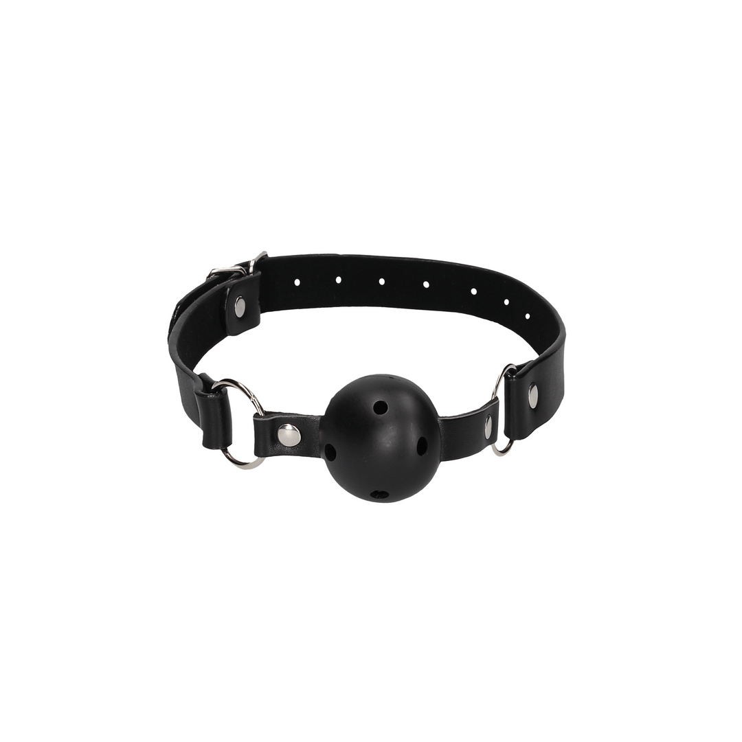 Ballknebel Ouch atmungsaktiv mit Nippelklemmen Schwarz – Ansicht 4