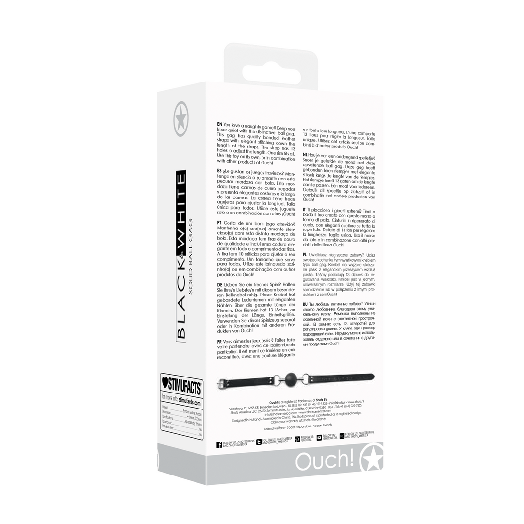 Ballknebel Ouch Black-White massiv Schwarz 13 x Ø 2,3 cm – Ansicht 3