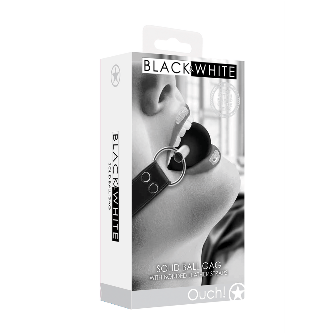 Ballknebel Ouch Black-White massiv Schwarz 13 x Ø 2,3 cm – Ansicht 2
