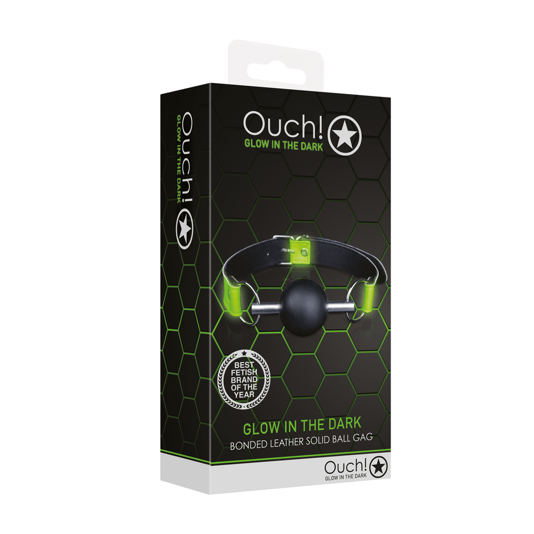 Ballknebel Ouch massiv nachtleuchtend Schwarz-Grün 64 x Ø 4,3 cm – Ansicht 2