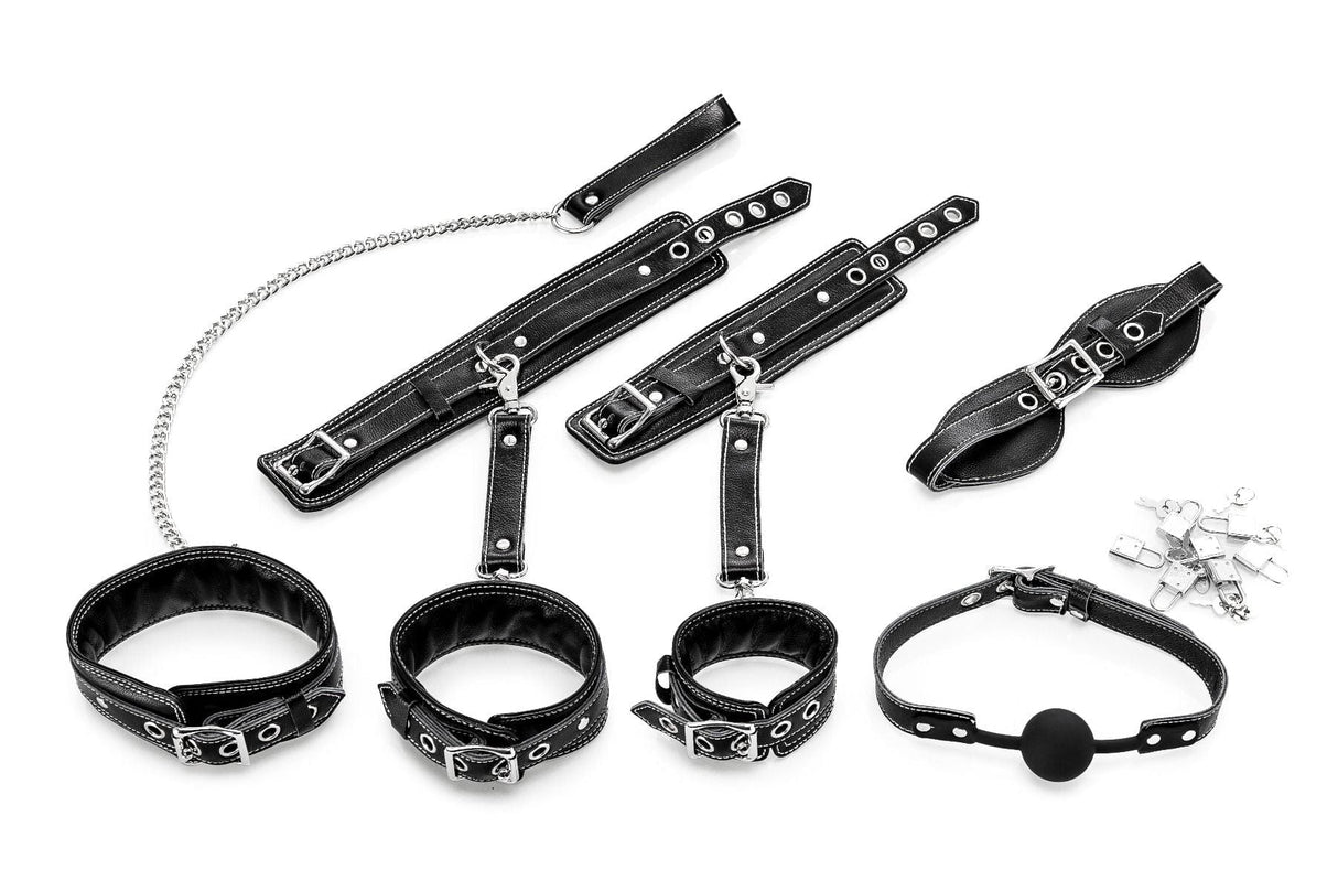 Bondage-Set 10-teilig Büffelleder Schwarz