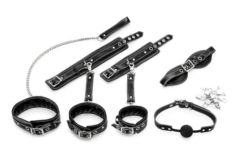 Bondage-Set 10-teilig Büffelleder Schwarz