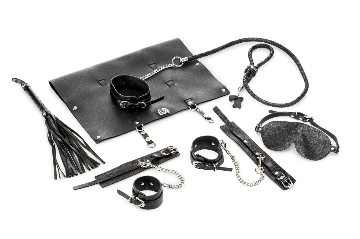 Bondage-Set Ledertasche Schwarz