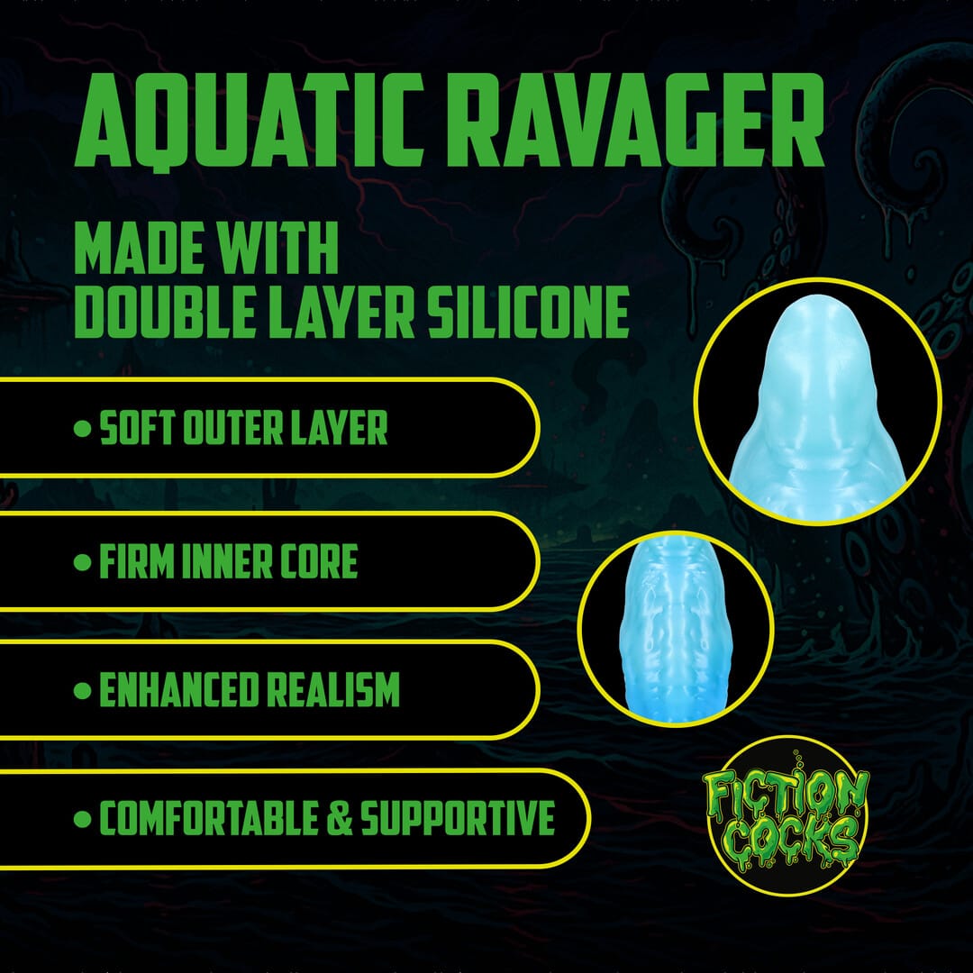 Dildo Aquatic Ravager aus Silikon Blau 17 x Ø 6,5 cm – Ansicht 3