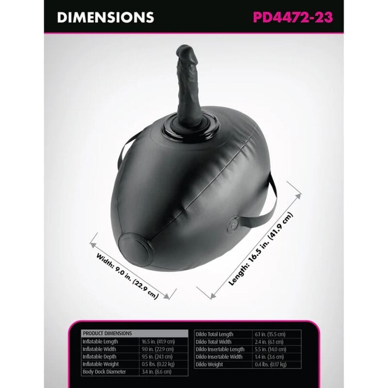 Dildo-Ball Body Dock aufblasbar Schwarz 41,9 cm – Ansicht 5
