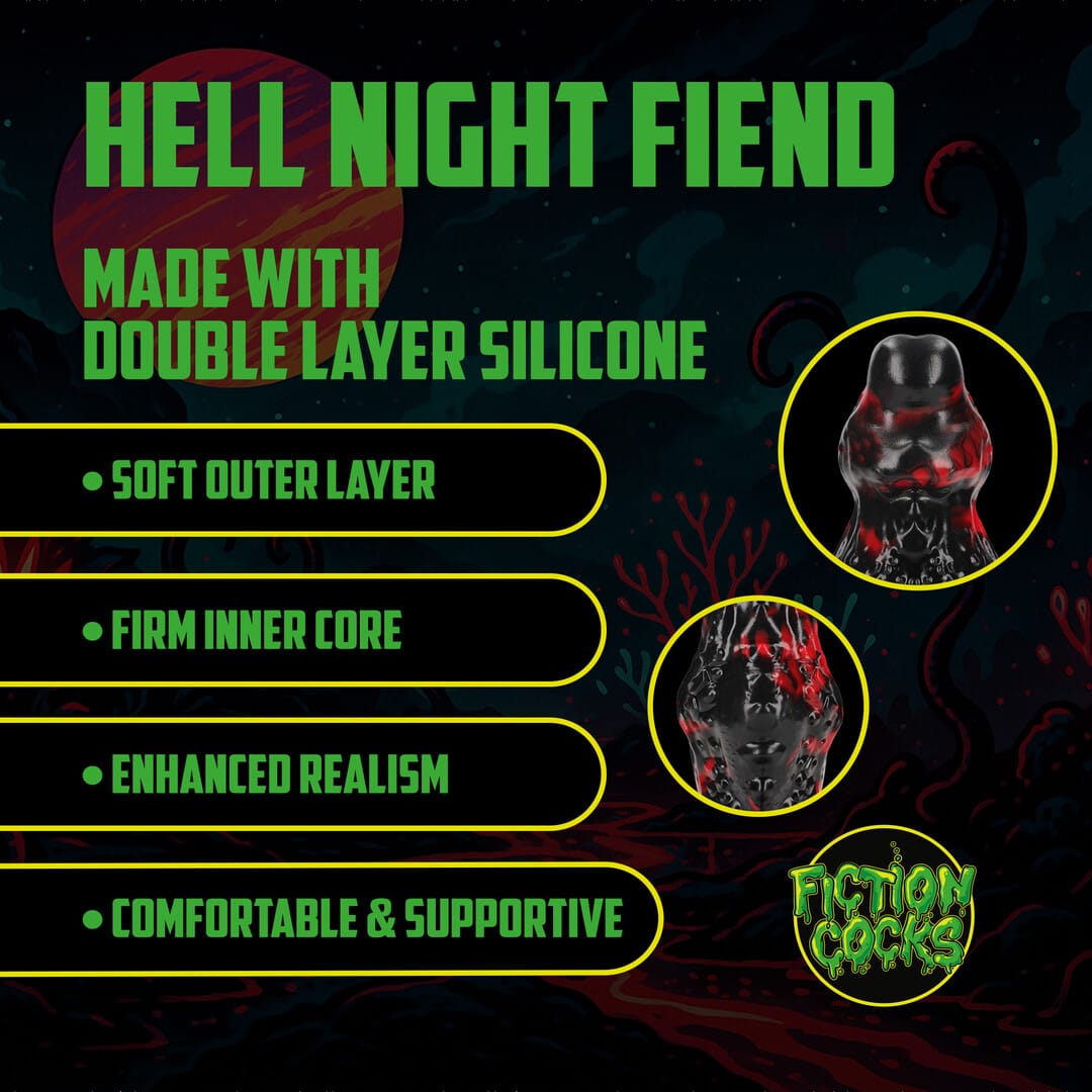 Dildo Hell Night Fiend aus Silikon Schwarz-Rot 18 x Ø 6,5 cm – Ansicht 3