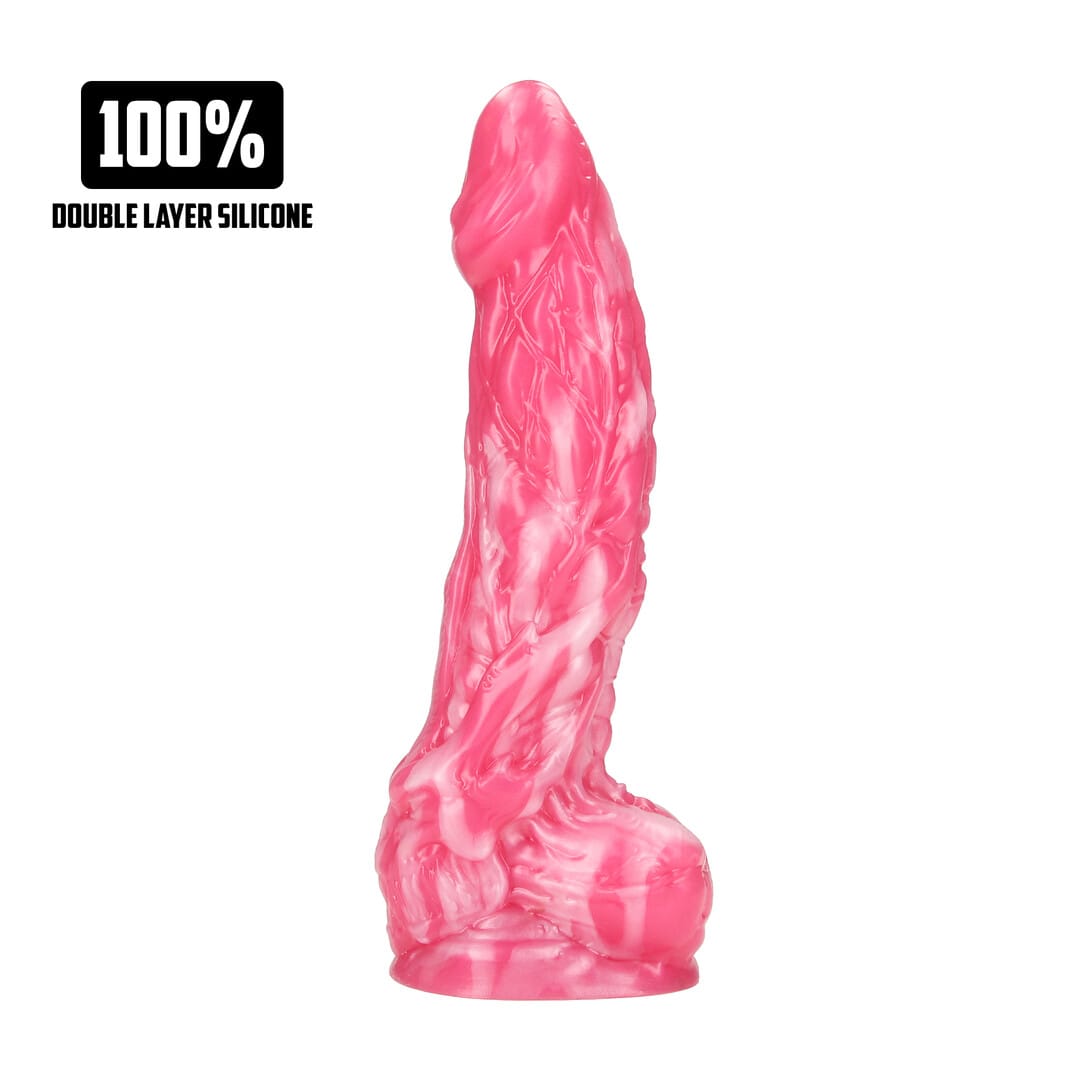 Dildo Imp Demon aus Silikon Rosa-Weiß 18,5 x Ø 5 cm