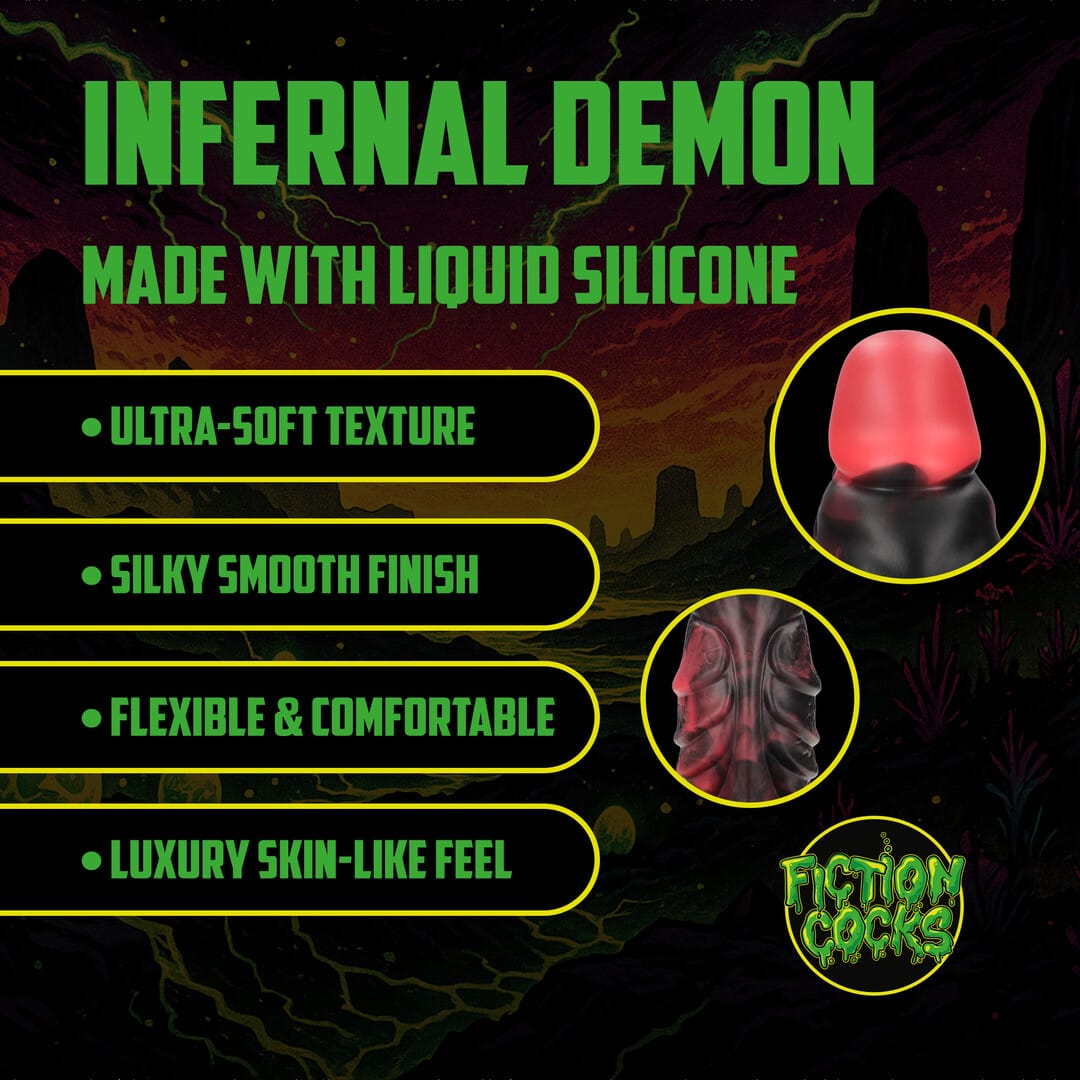 Dildo Infernal Demon aus Silikon Schwarz-Rot 21,5 x Ø 6 cm – Ansicht 3