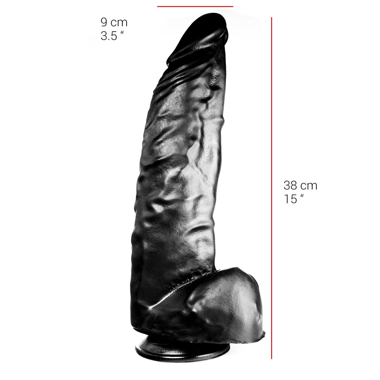 Dildo realistischer Gönner schwarz 38 x 9 cm