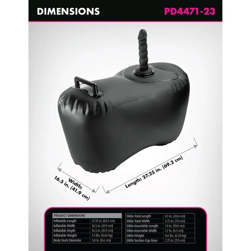 Dildo-Sitz Body Dock aufblasbar Schwarz 69,2 cm – Ansicht 6