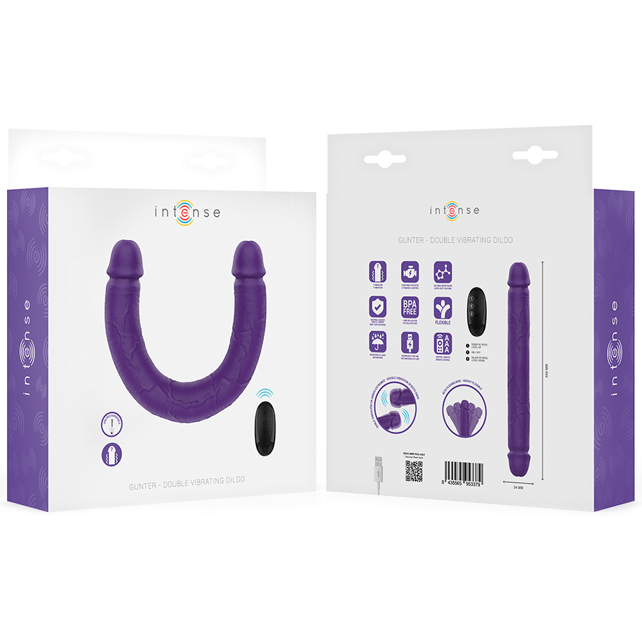 Doppeldildo Gunter Doppelvibrator Lila Fernbedienung 40 x 3,4 cm