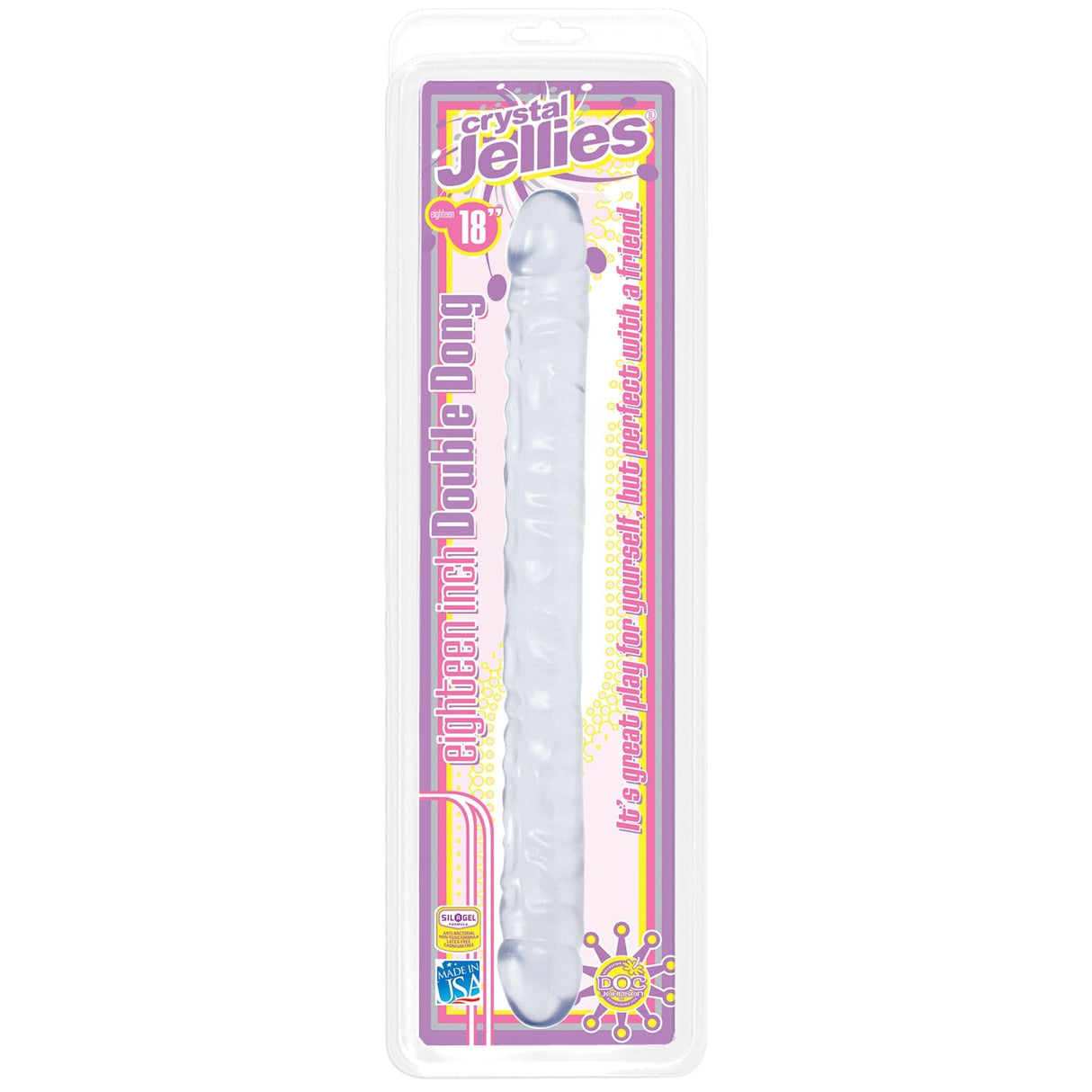 Doppeldildo Kristall transparent 45,5 x 4 cm