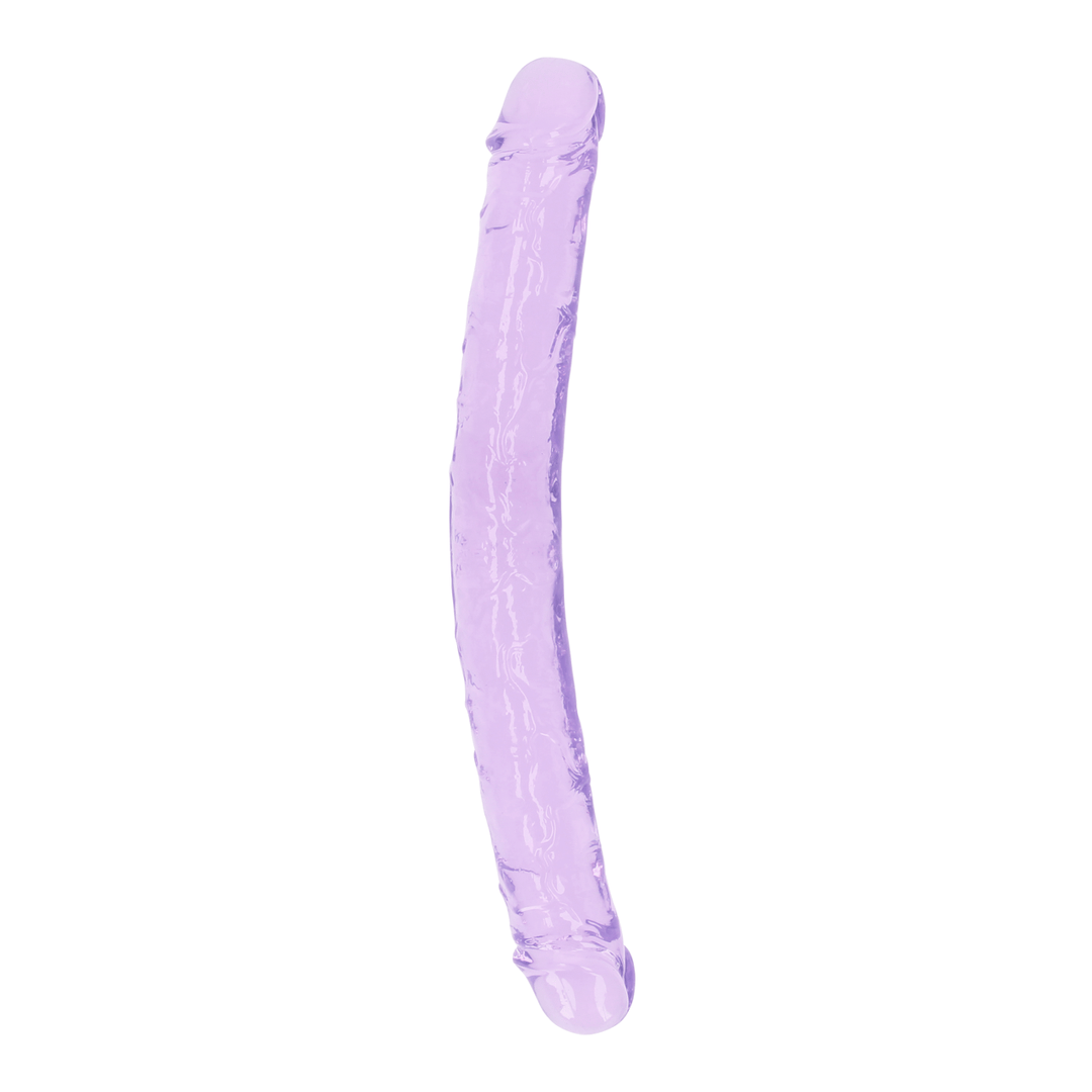 Doppeldildo RealRock Crystal Clear durchscheinend TPE Violett 34 x Ø 3,5 cm
