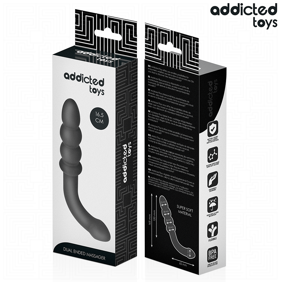 Doppelseitiger Anal-Massagestab Schwarz 16,5 x 2,7 cm