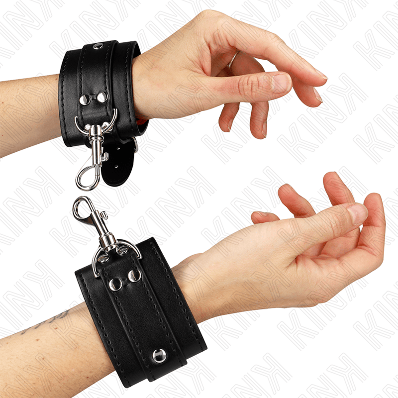 Fesselset Abschließbare Dungeon Handgelenksfesseln Schwarz Verstellbar 21- x