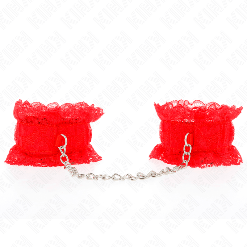 Fesselset Elastische Handgelenksfesseln aus Spitze Rot – Ansicht 2