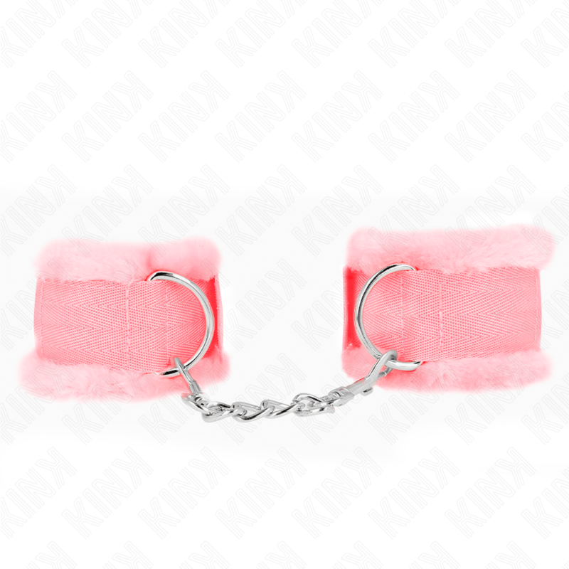 Fesselset pelzgefütterte Handgelenkfesseln Rosa Verstellbar 17 cm – Ansicht 2