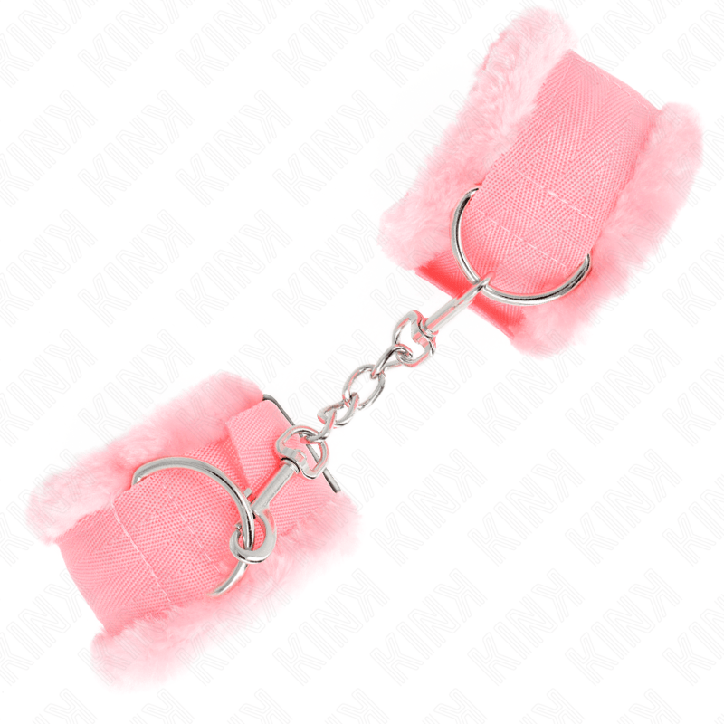 Fesselset pelzgefütterte Handgelenkfesseln Rosa Verstellbar 17 cm – Ansicht 3
