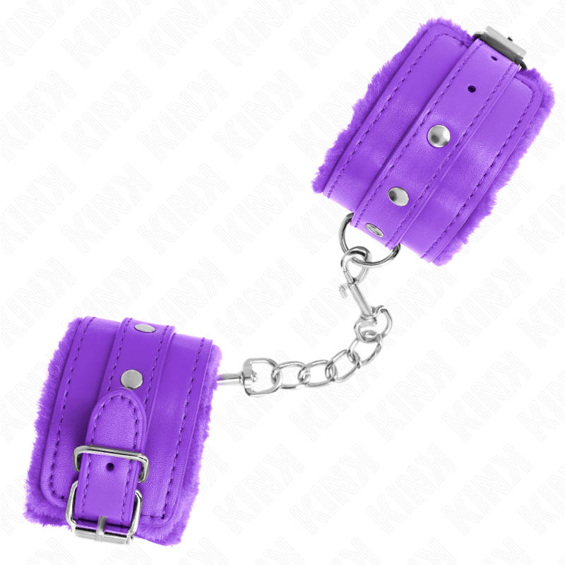 Fesselset Premium pelzgefütterte Handgelenkfesseln Lila mit Lila Gürtel Verstellbar 17 cm – Ansicht 3