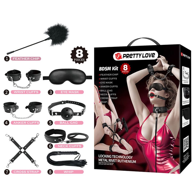 Fesselset Pretty Love BDSM 8-teilig Schwarz