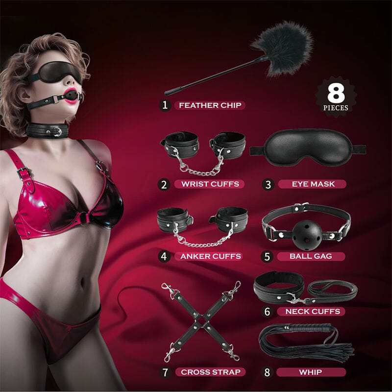Fesselset Pretty Love BDSM 8-teilig Schwarz – Ansicht 11