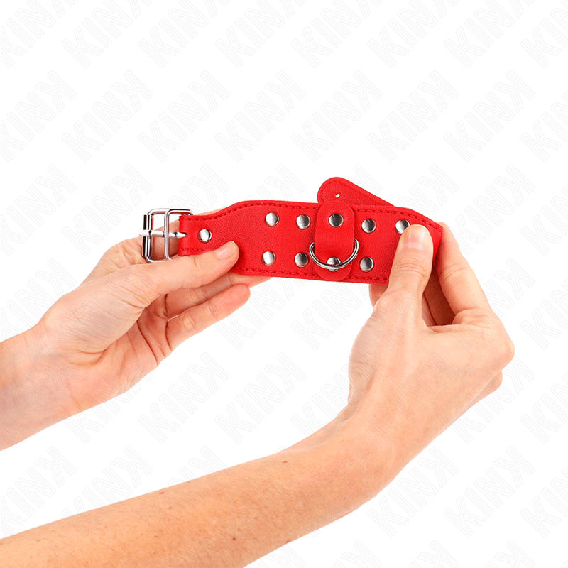 Fetisch-Toy Armbänder mit doppelter Reihe verstellbarer Nieten Rot – Ansicht 4