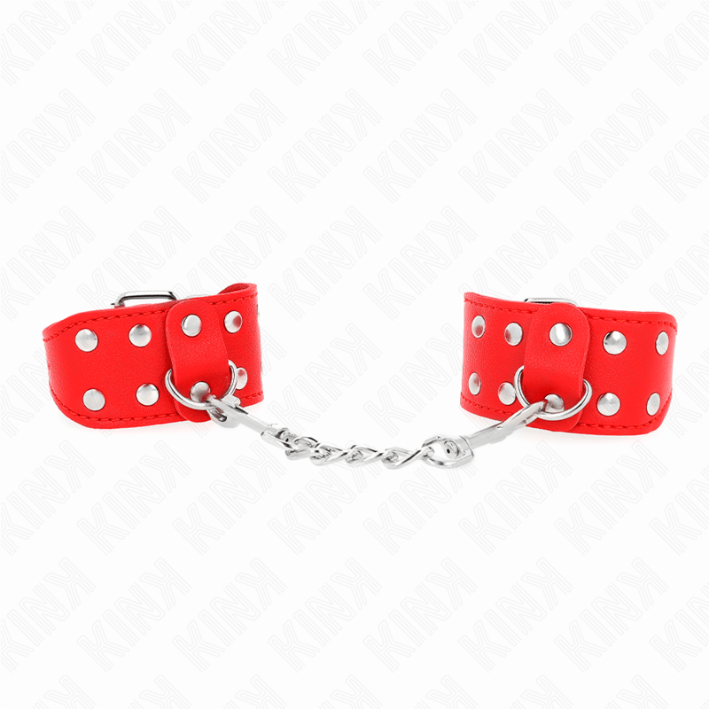 Fetisch-Toy Armbänder mit doppelter Reihe verstellbarer Nieten Rot