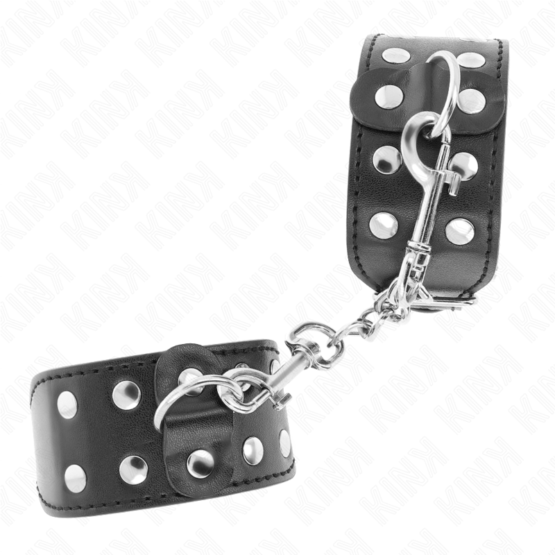 Fetisch-Toy Armbänder mit doppelter Reihe verstellbarer Nieten Schwarz – Ansicht 3