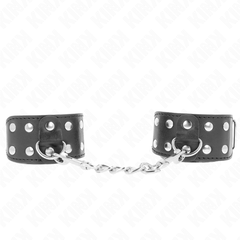 Fetisch-Toy Armbänder mit doppelter Reihe verstellbarer Nieten Schwarz – Ansicht 2