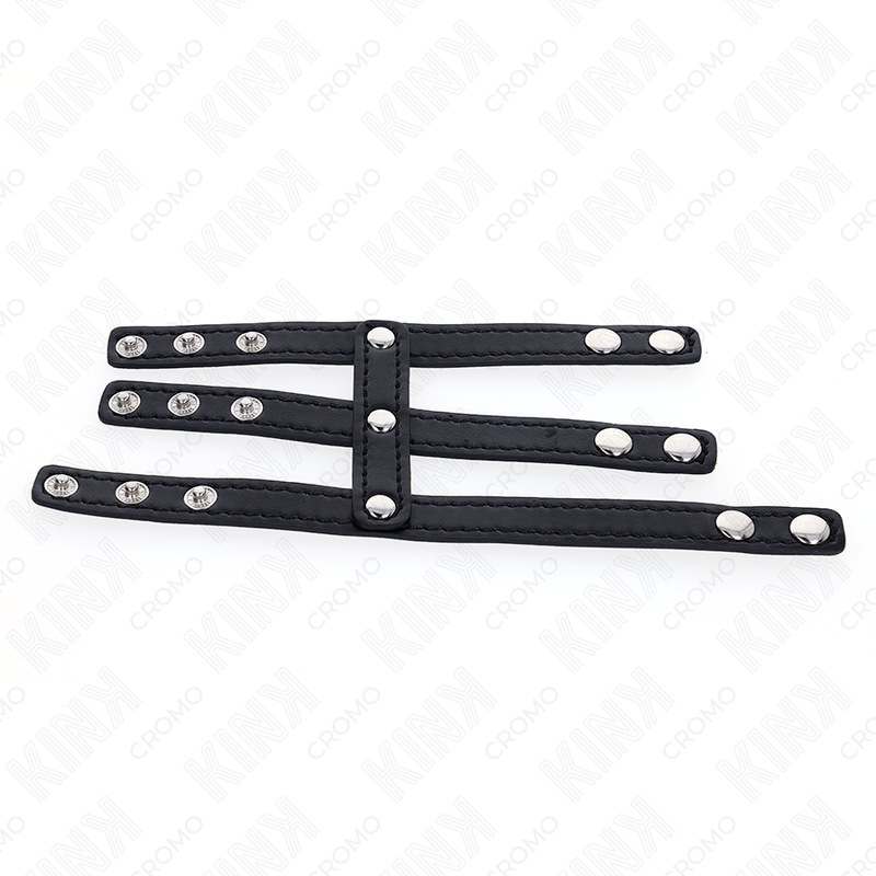 Fetisch-Toy Dreifach Leder mit Druckverschluss Schwarz
