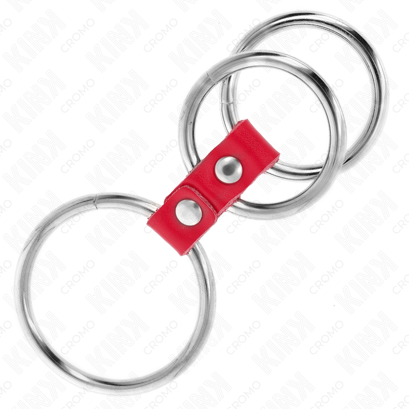 Fetisch-Toy Dreifach Metall Bis Verbunden mit Rotem Leder Schwarz
