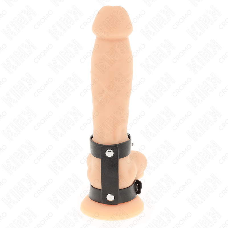 Fetisch-Toy Verstellbarer Doppelter aus Leder Schwarz