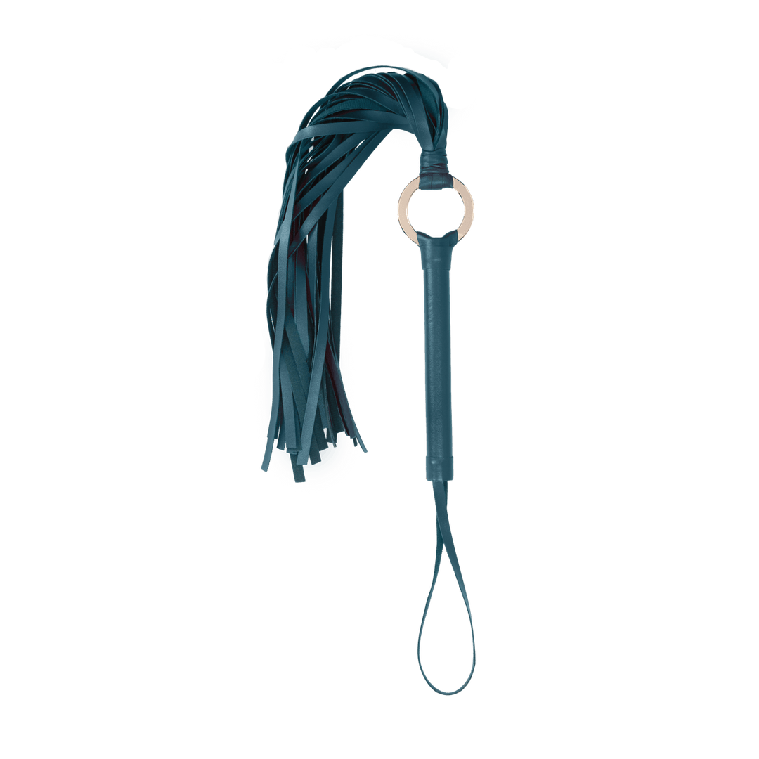 Flogger Ouch aus PU-Leder mit Metallring Petrol 70 cm – Ansicht 2