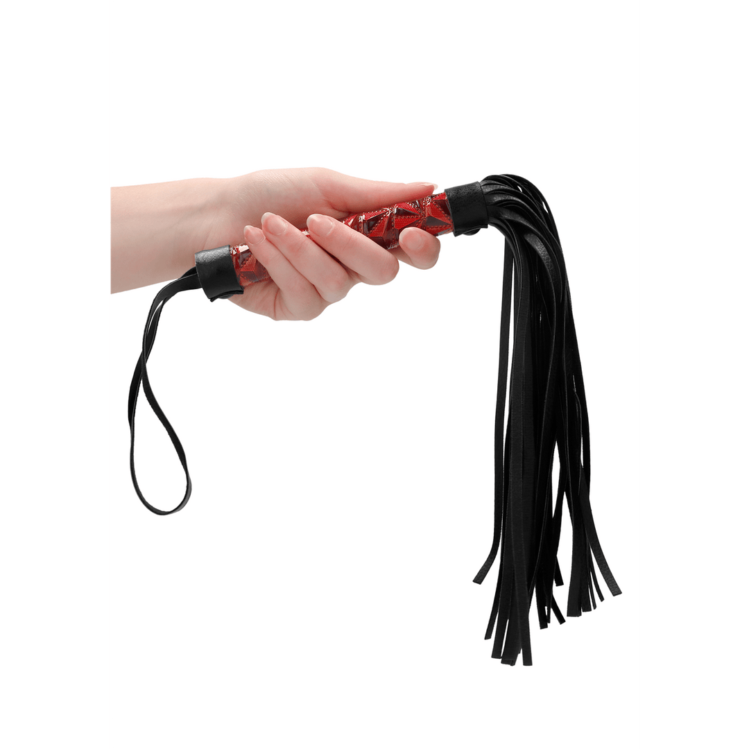 Flogger Ouch aus Vinyl in Schwarz und Bordeaux 38,5 x Ø 2,3 cm – Ansicht 10