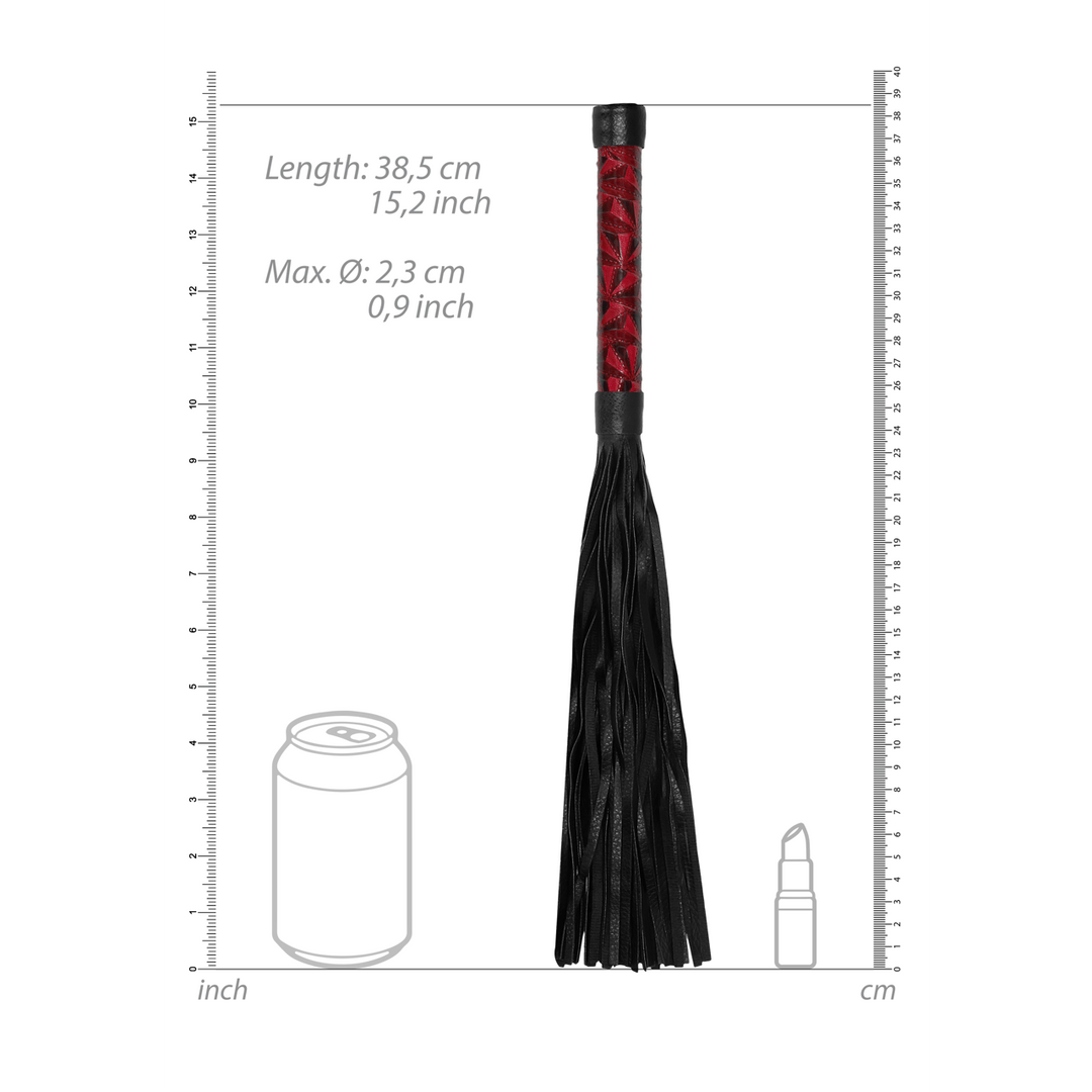 Flogger Ouch aus Vinyl in Schwarz und Bordeaux 38,5 x Ø 2,3 cm – Ansicht 9