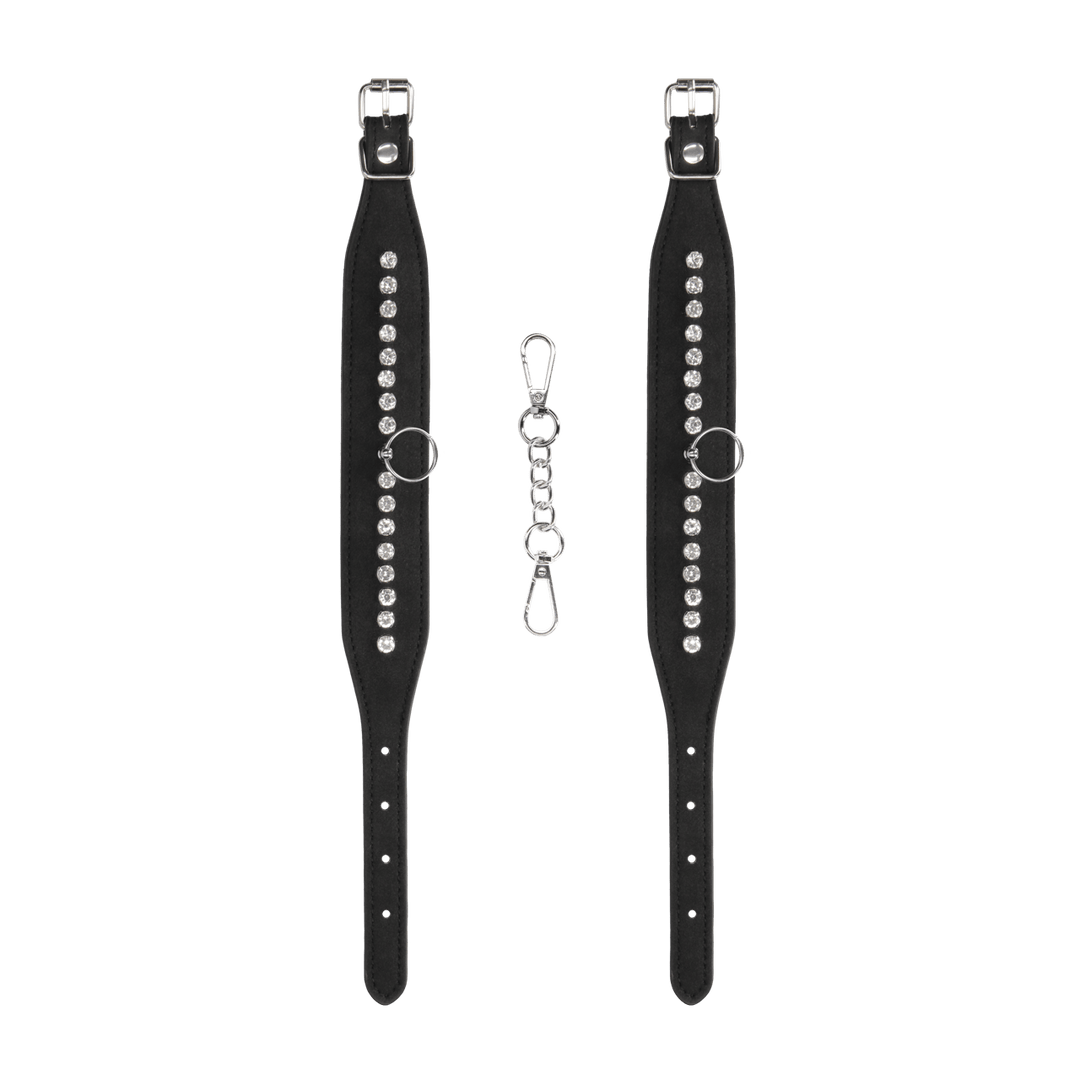 Fußfesseln Ouch mit Strasssteinen 35 cm Schwarz – Ansicht 5