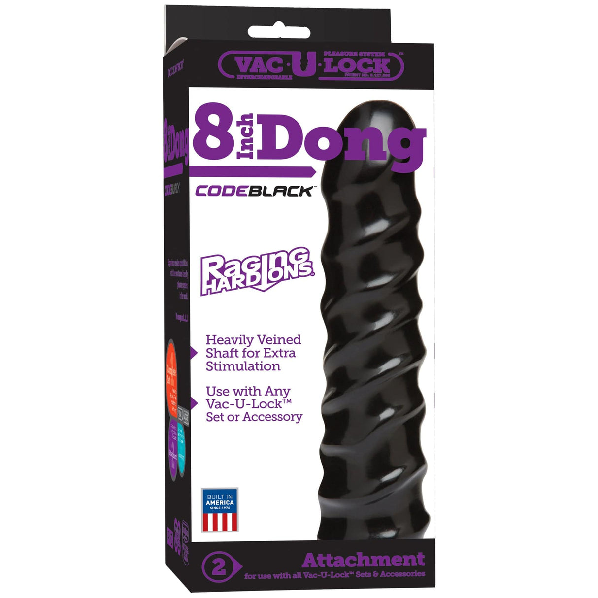 Gerippter Dildo extra lang schwarz 20,3 x 3,8 cm