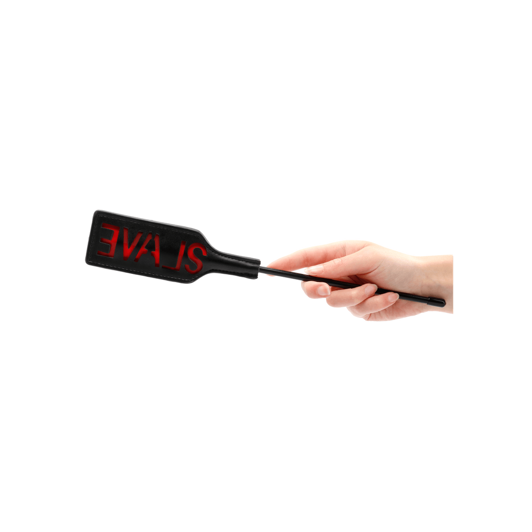 Gerte Ouch mit Aufdruck „Slave“ aus PU-Leder Schwarz 31,5 x 5 cm – Ansicht 4