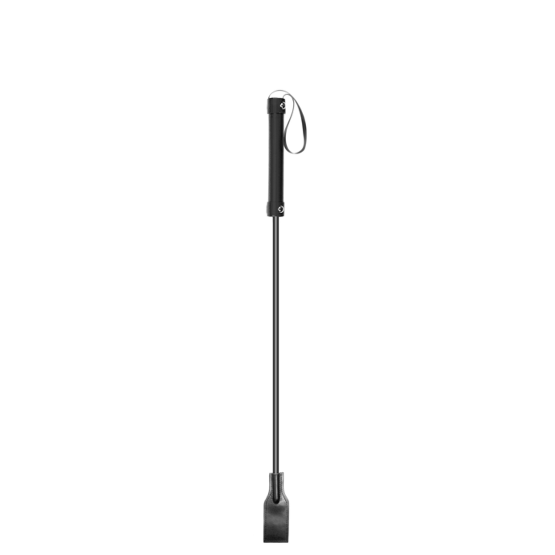 Gerte Ouch lang mit quadratischem Klatscher aus PU-Leder Schwarz 66,2 cm