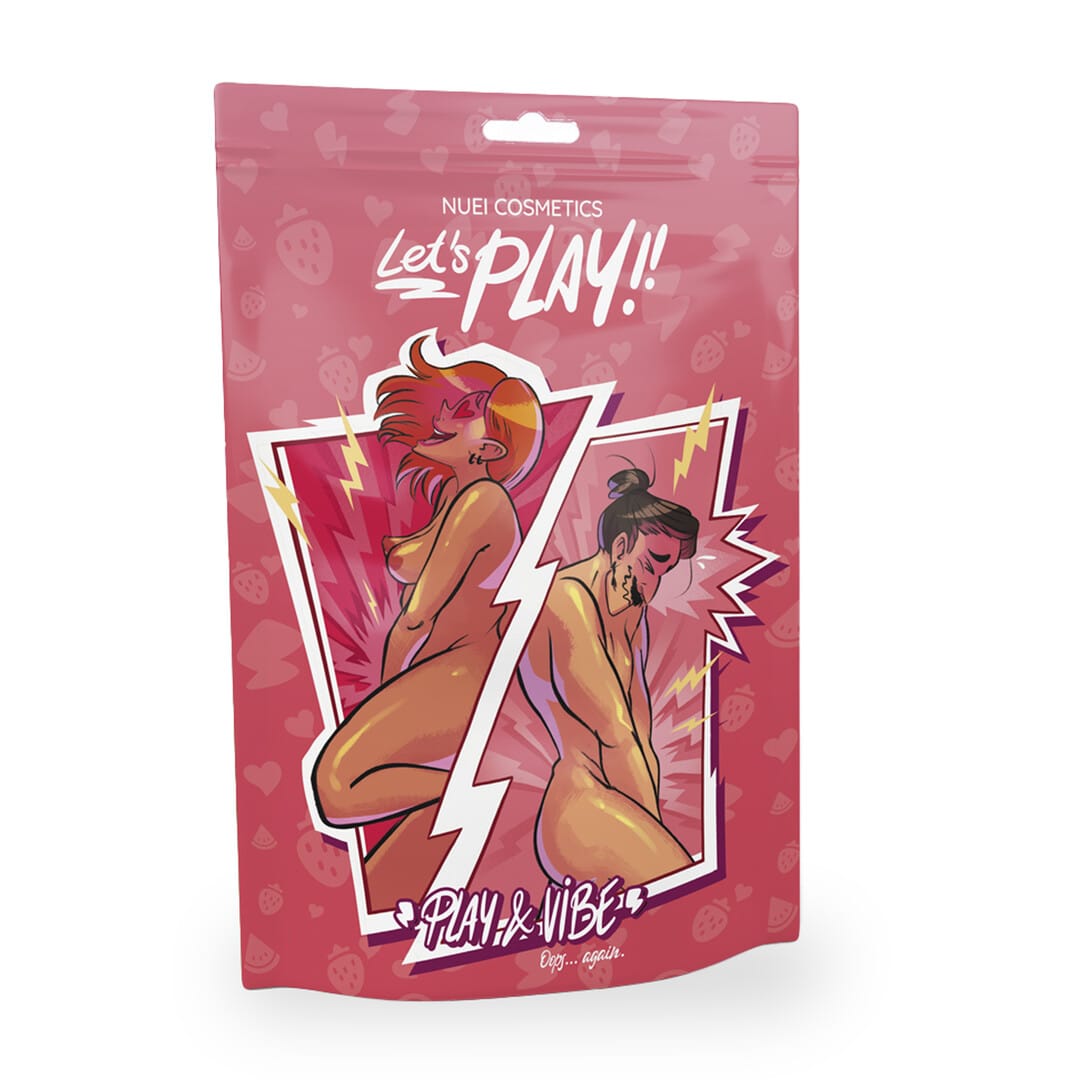 Geschenkset Nuei Let's Play und Vibe mit Vibrator Erdbeere Pink