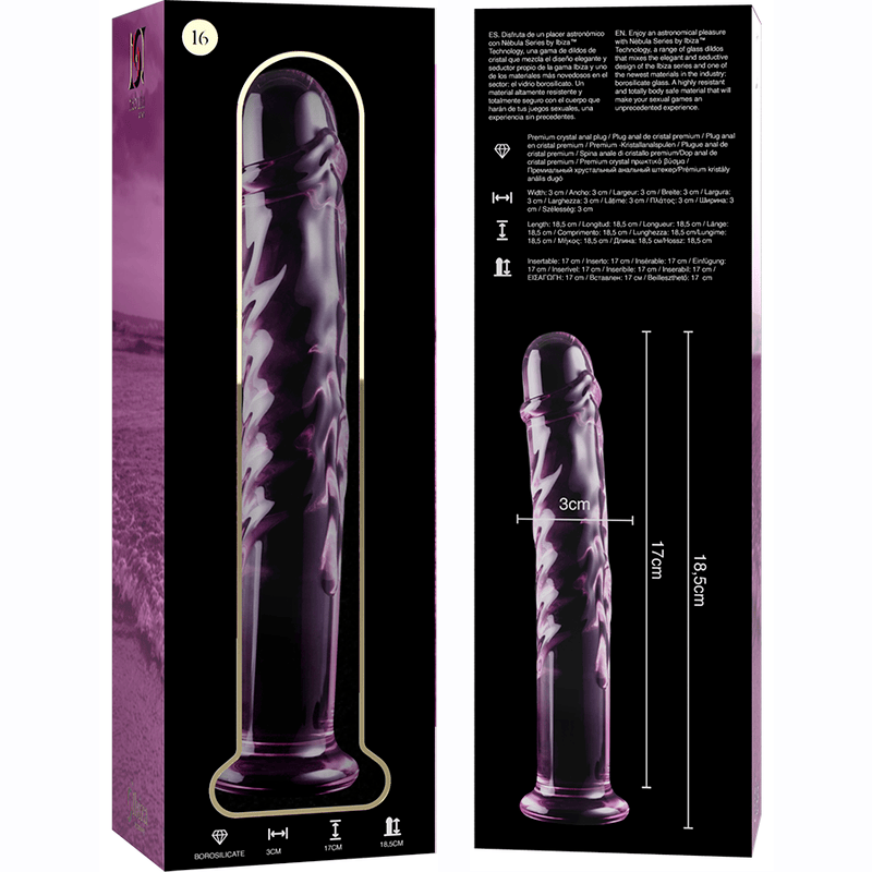 Glasdildo Modell 16 Borosilikatglas Rosa -x 18,5 cm