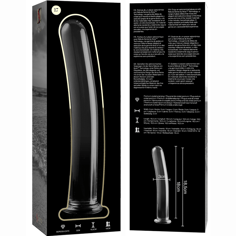 Glasdildo Modell 17 Borosilikatglas Klar -x Transparent 18,5 cm