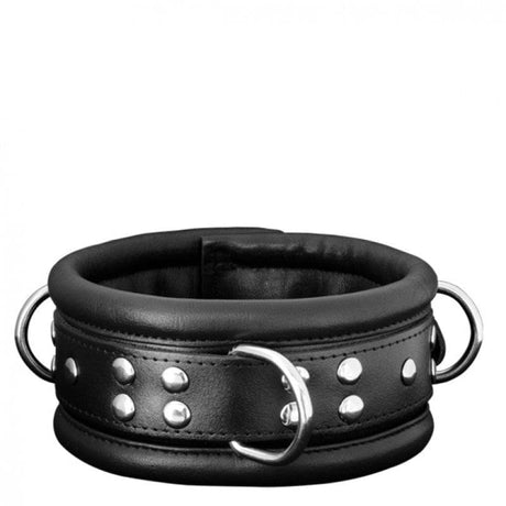 Halsband feines Leder 45 x 6,5 cm Schwarz