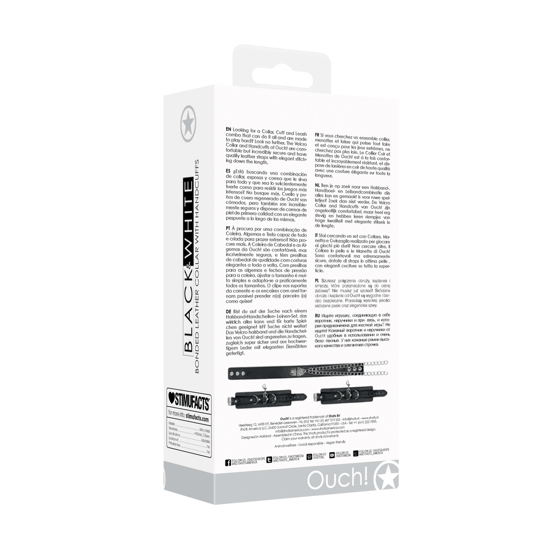 Halsband Ouch Black and White mit Handschellen 70 cm Schwarz – Ansicht 3