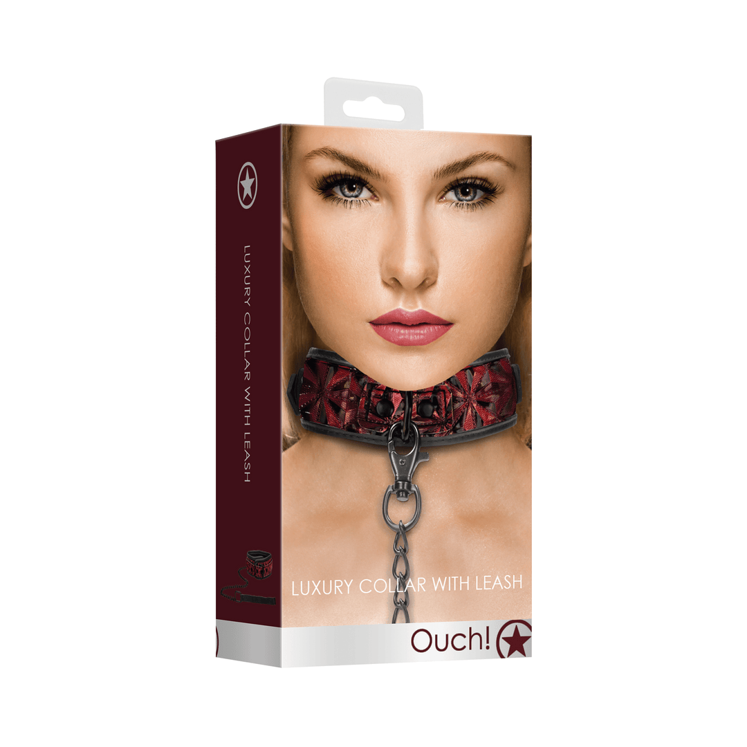 Halsband Ouch Luxury mit gerafftem Besatz und Leine 52,5 cm in zwei Farben – Ansicht 9