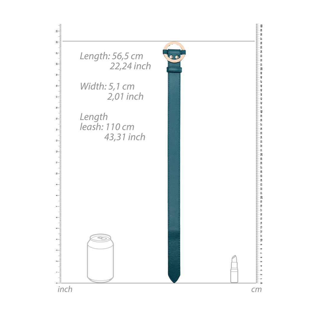 Halsband Ouch Luxury glatt mit Leine 110 cm Petrol – Ansicht 6
