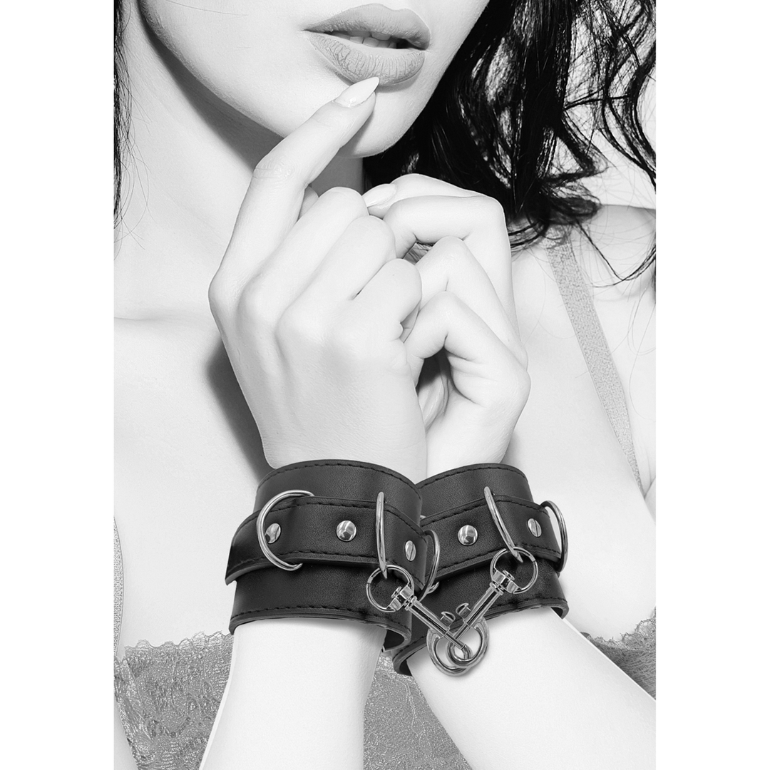 Fesseln Ouch für Hand oder Fuß Black and White mit Kette 25 cm Schwarz