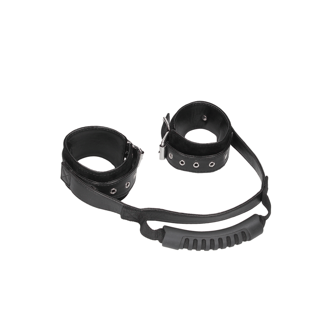 Handfesseln Ouch Black and White mit Haltegriff 50 cm Schwarz – Ansicht 4